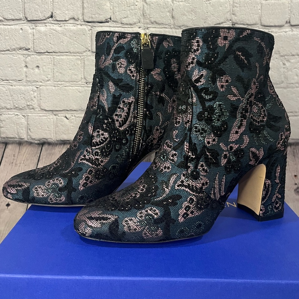 Stuart Weitzman Nell 85 jacquard ankle boots 38.5 - Picture 3 of 9